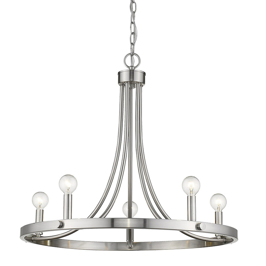 Silver Candle Style Five Light Metal Dimmable Chandelier