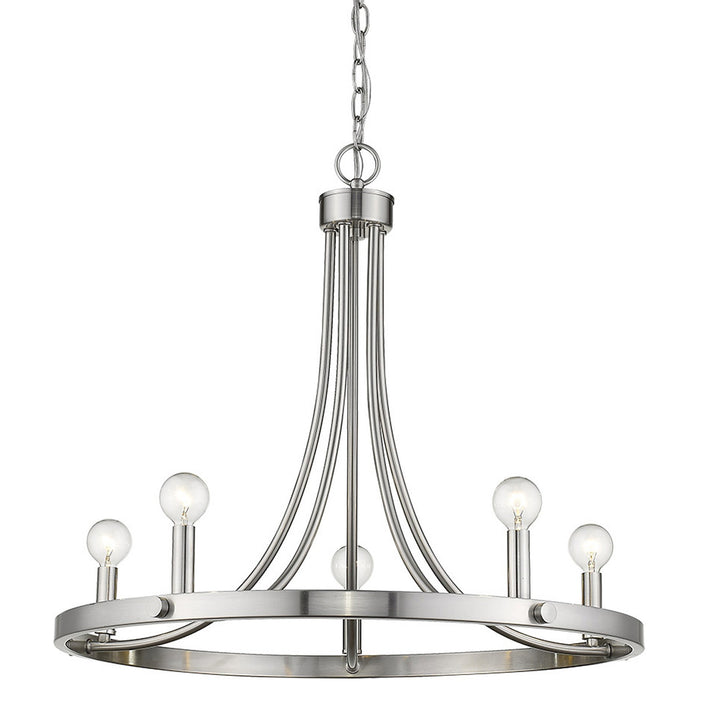 Silver Candle Style Five Light Metal Dimmable Chandelier