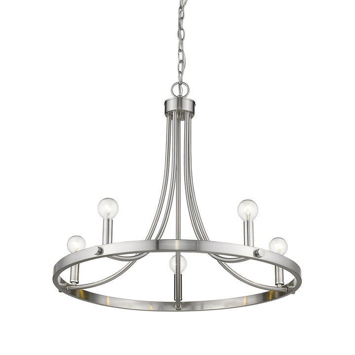 Silver Candle Style Five Light Metal Dimmable Chandelier