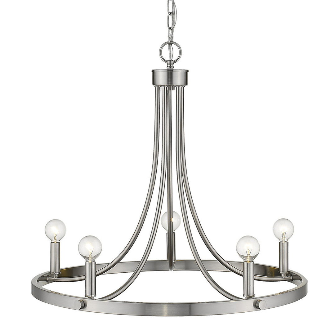 Silver Candle Style Five Light Metal Dimmable Chandelier