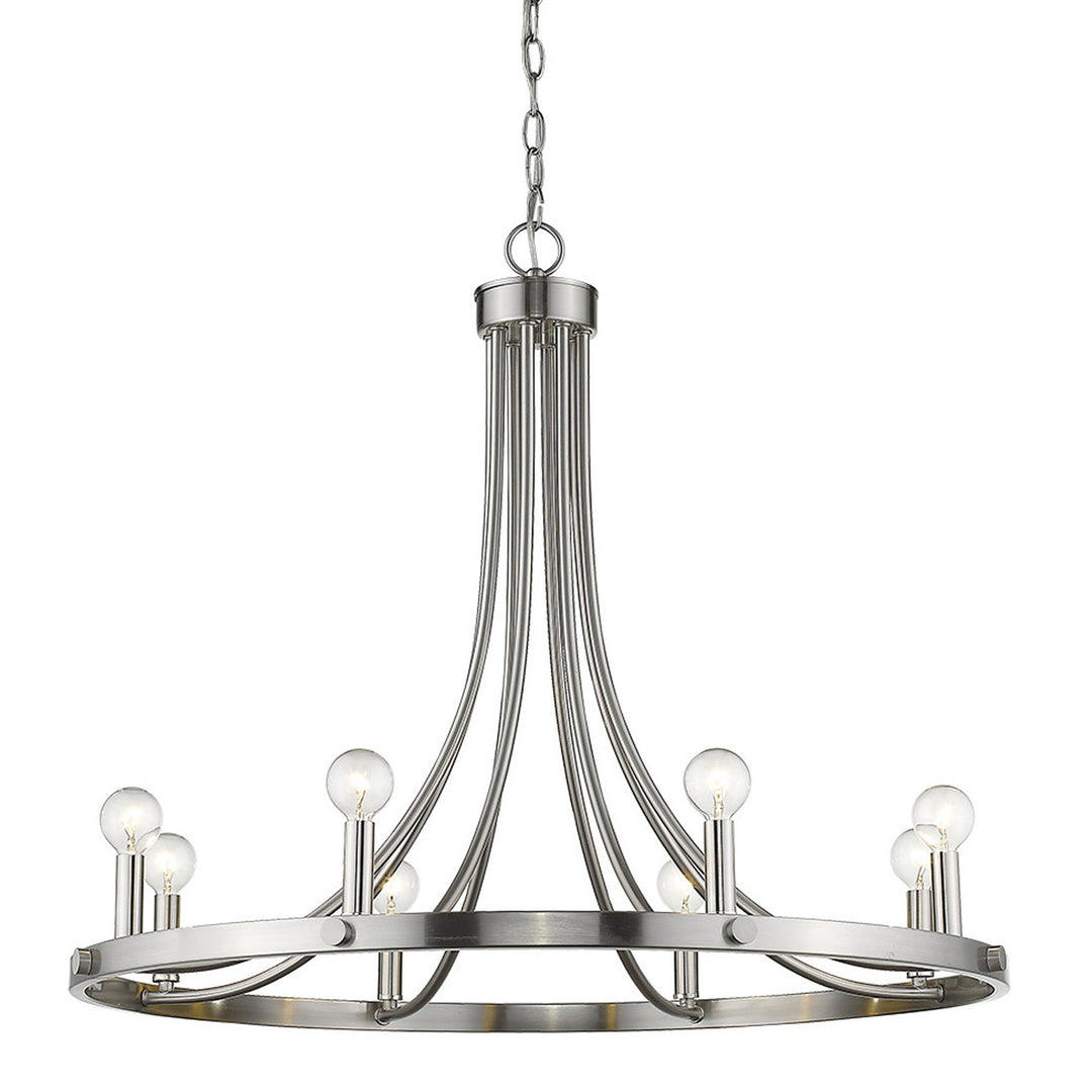 Silver Candle Style Eight Light Metal Dimmable Chandelier