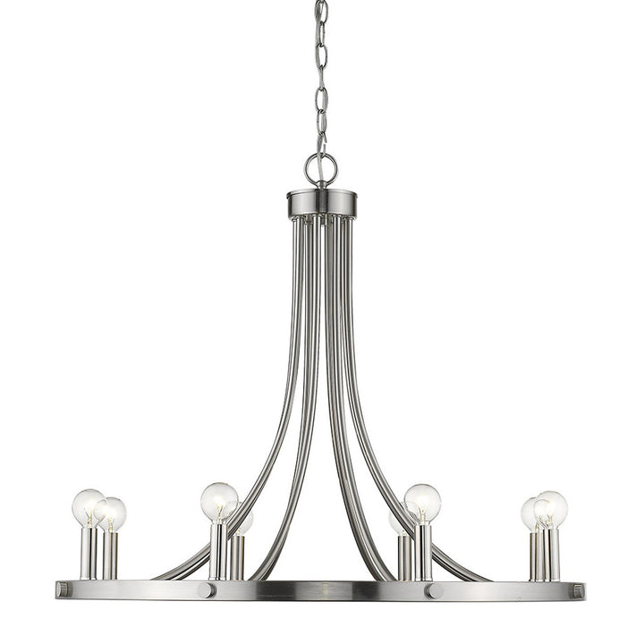 Silver Candle Style Eight Light Metal Dimmable Chandelier