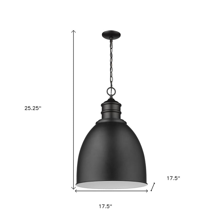 Colby 1-Light Matte Black Pendant With Gloss White Interior Shade