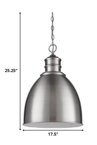 Colby 1-Light Satin Nickel Pendant With Gloss White Interior Shade