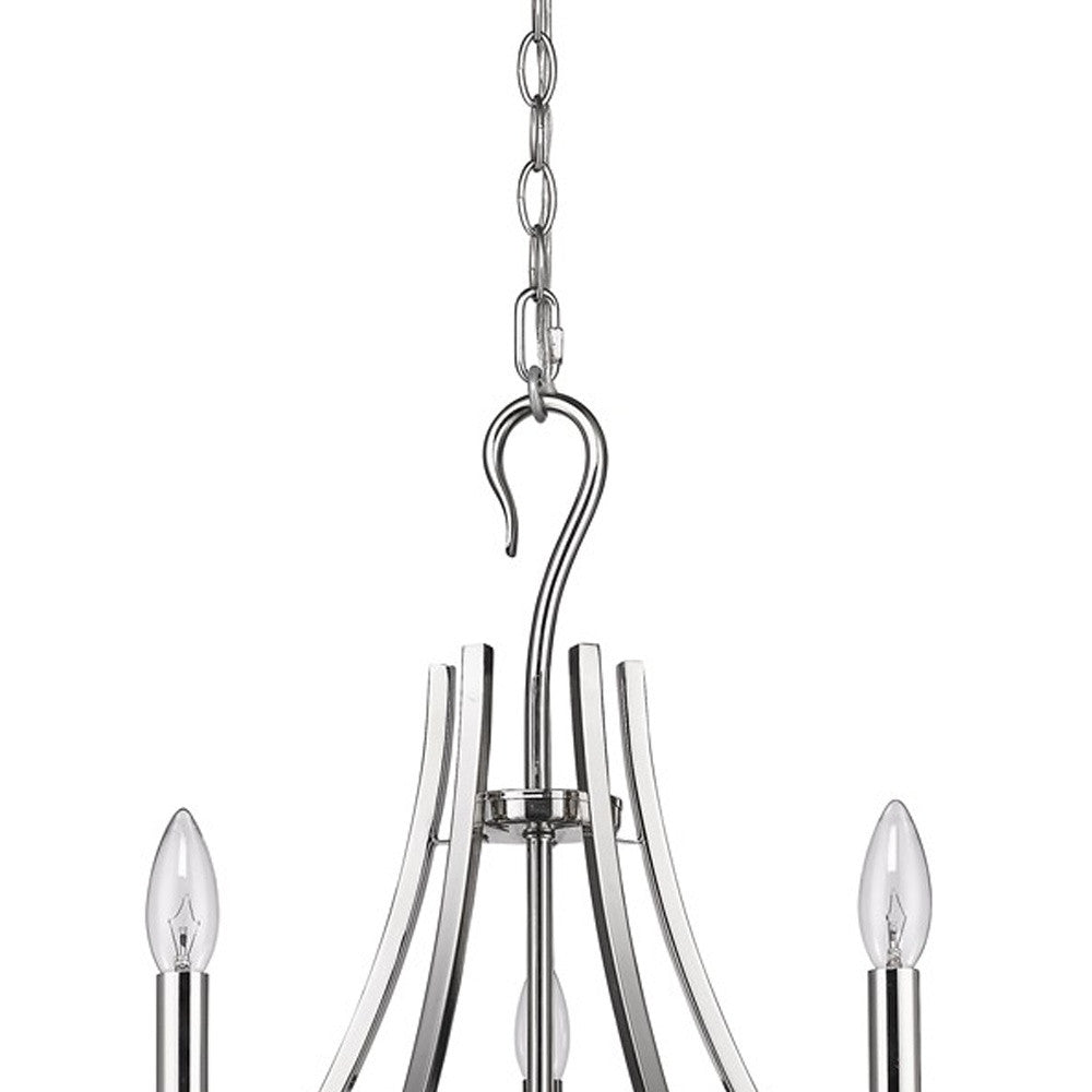 Nickel Candle Style Five Light Metal Dimmable Chandelier