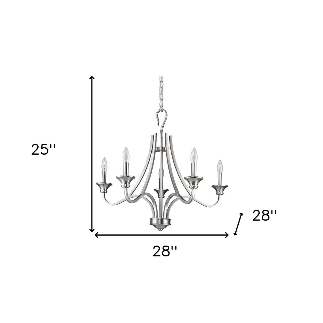 Silver Candle Style Five Light Metal Dimmable Chandelier