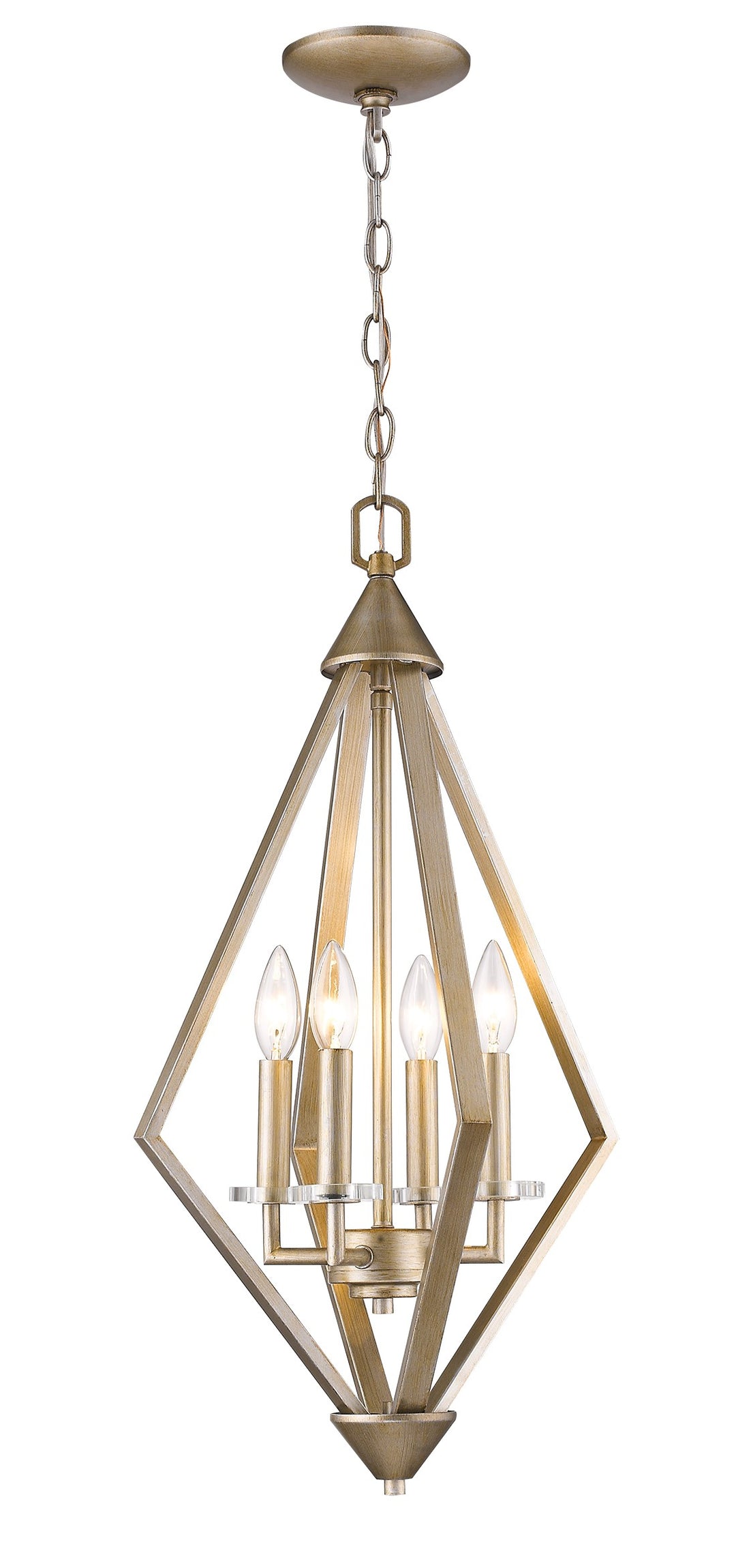 Easton 4-Light Washed Gold Pendant With Crystal Bobeches