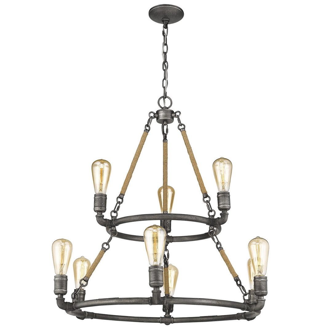 Brown and Black Nine Light Metal Dimmable Chandelier