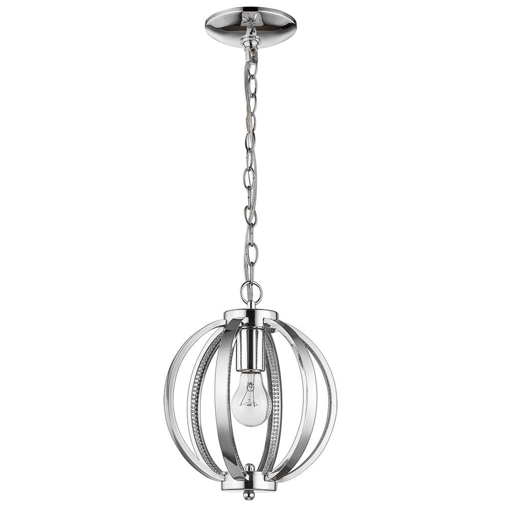 Nevaeh 1-Light Chrome Globe Pendant With Crystal Accents