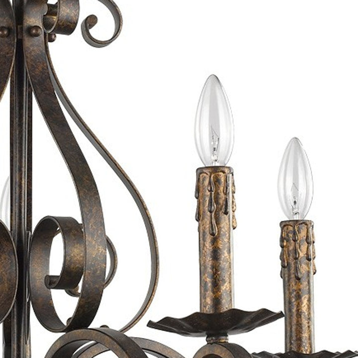 Brown Candle Style Five Light Metal Dimmable Chandelier