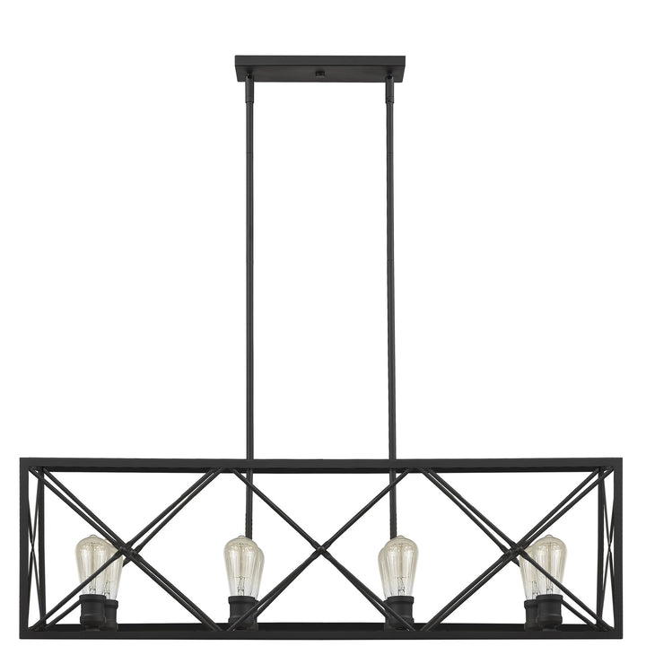 Brooklyn 8-Light Matte Black Island Pendant With Metal Framework Shade