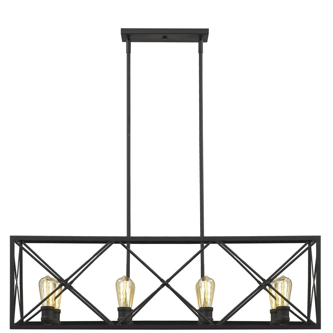 Brooklyn 8-Light Matte Black Island Pendant With Metal Framework Shade