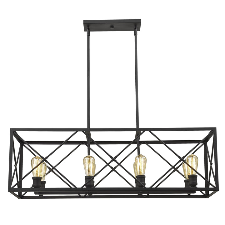 Brooklyn 8-Light Matte Black Island Pendant With Metal Framework Shade