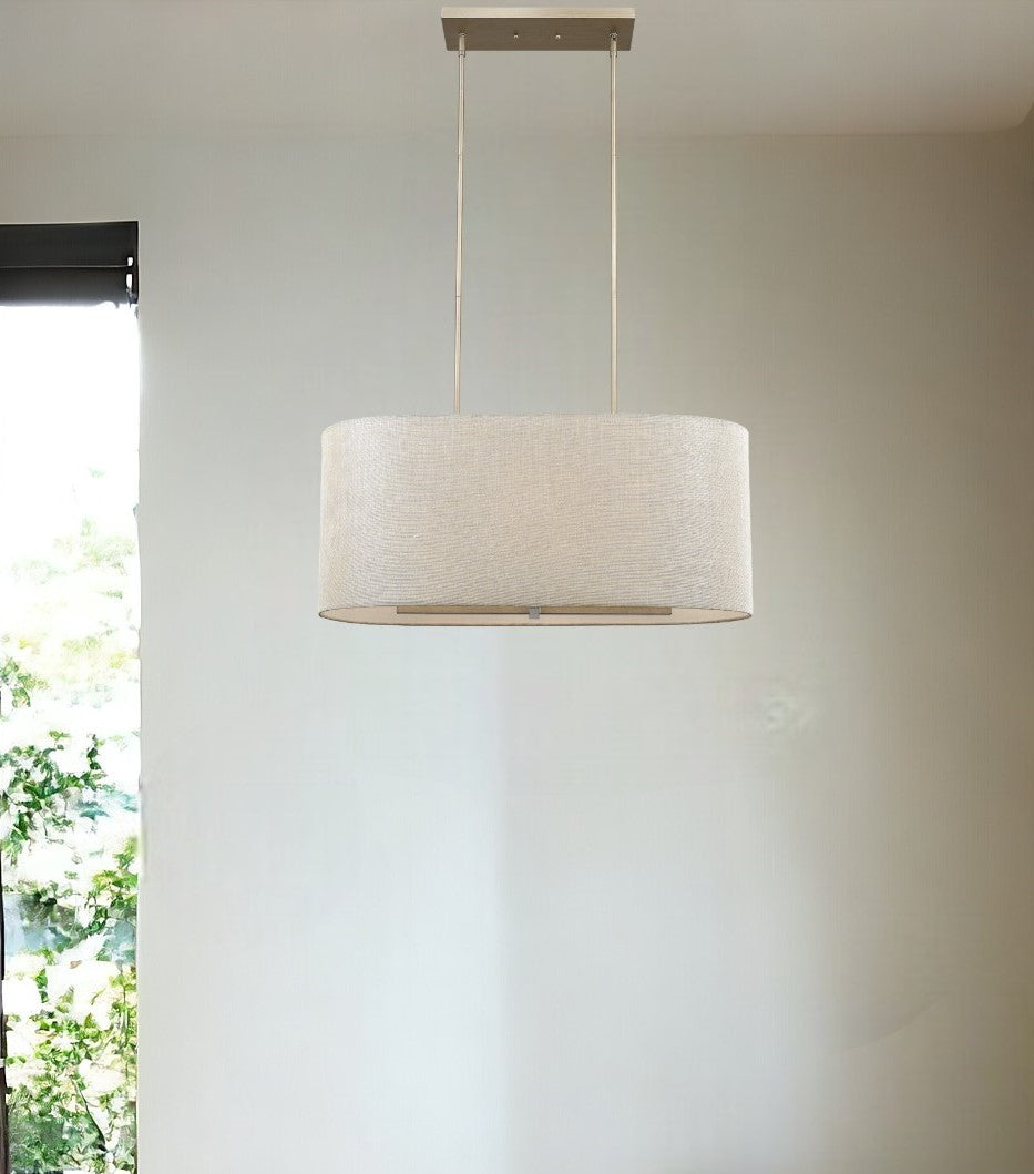 Daria 6-Light Washed Gold Island Pendant With Washed Gold And White Shade