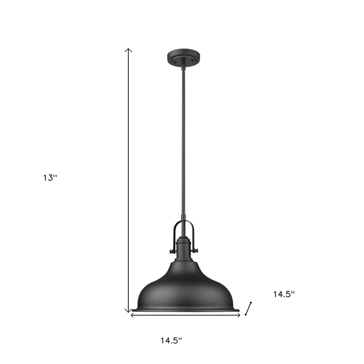 Matte Black Hanging Light with Dome Shade