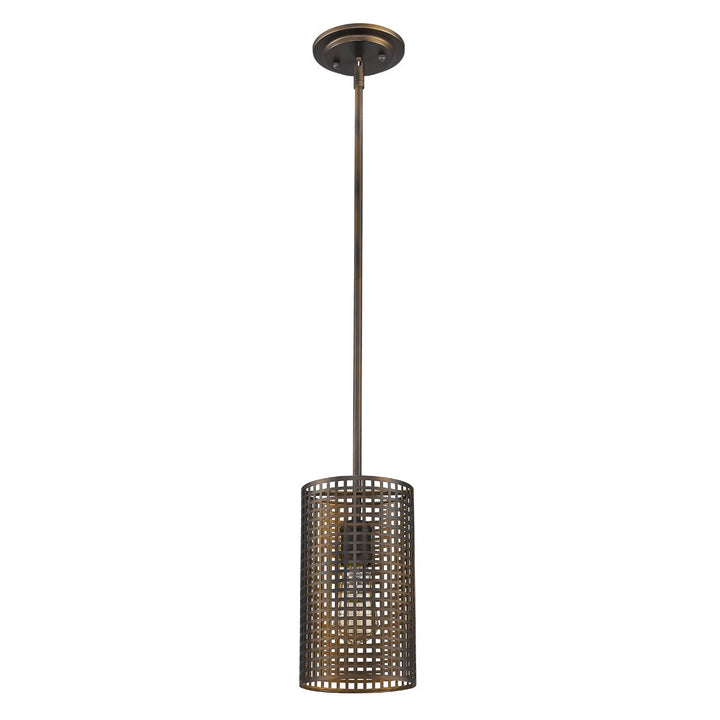 Bronze Metal Hanging Light with Mesh Shade