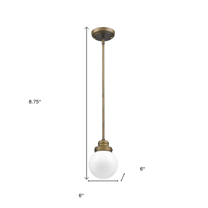 Brushed Gold Metal Hanging with Round Glass Shade