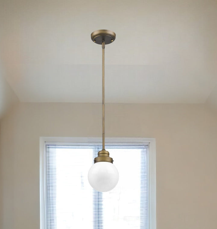 Brushed Gold Metal Hanging with Round Glass Shade