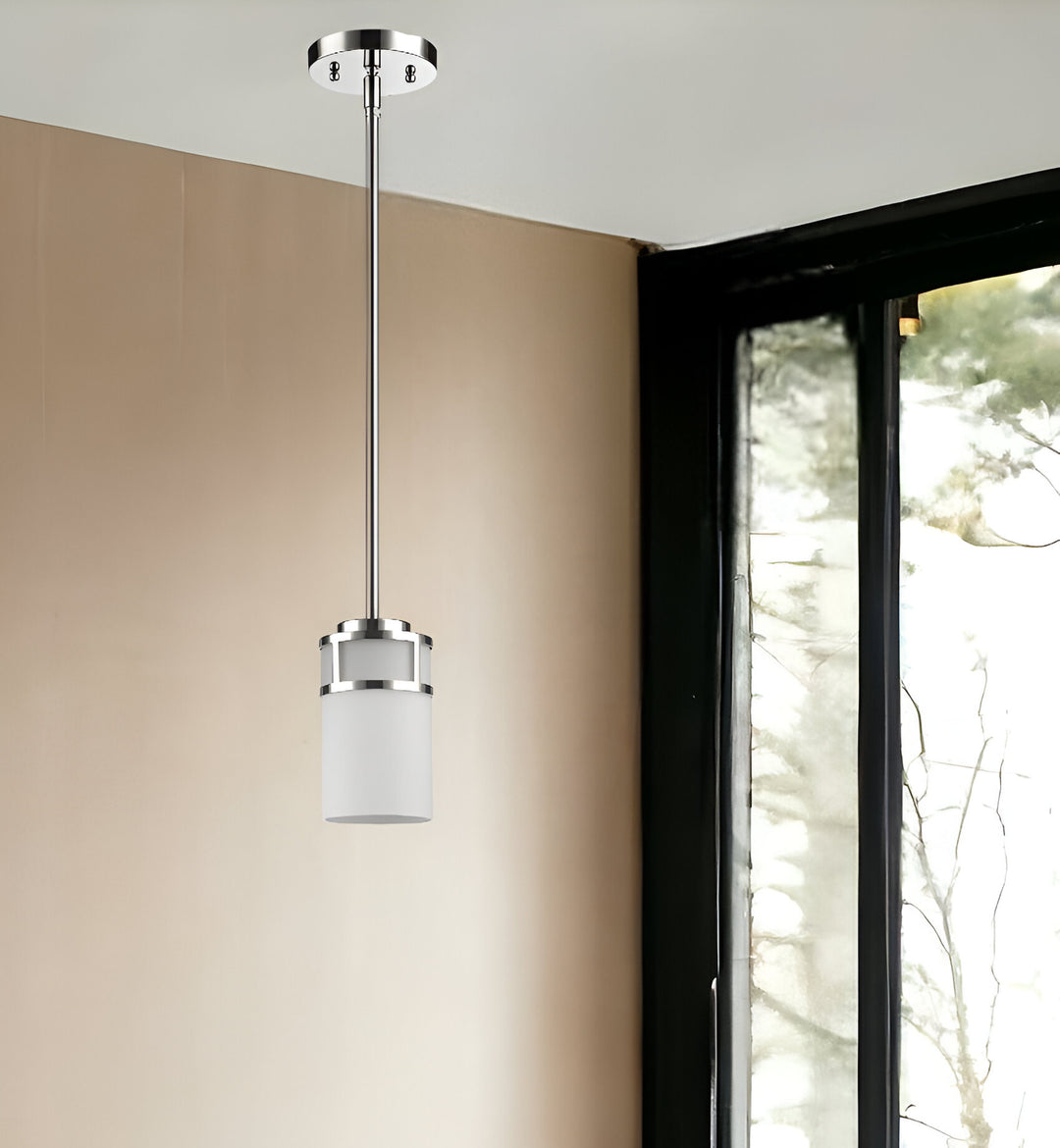 Silver Minimalist Cylindrical Hanging Light