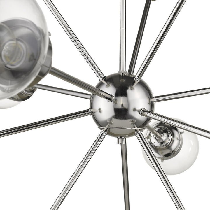 Silver Sputnik Twelve Light Metal Dimmable Chandelier With Clear Shades