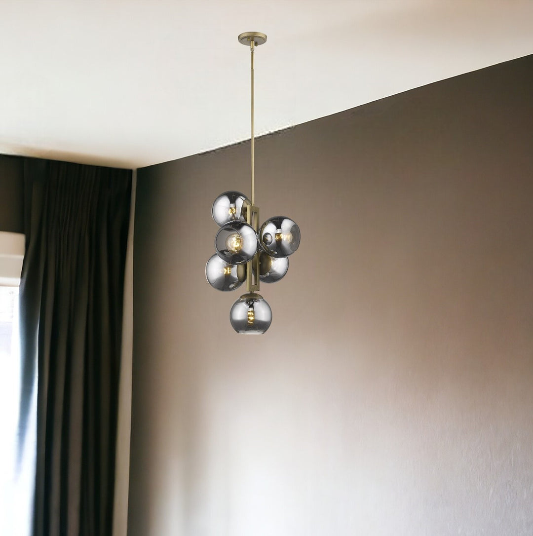 Lunette 6-Light Aged Brass Pendant