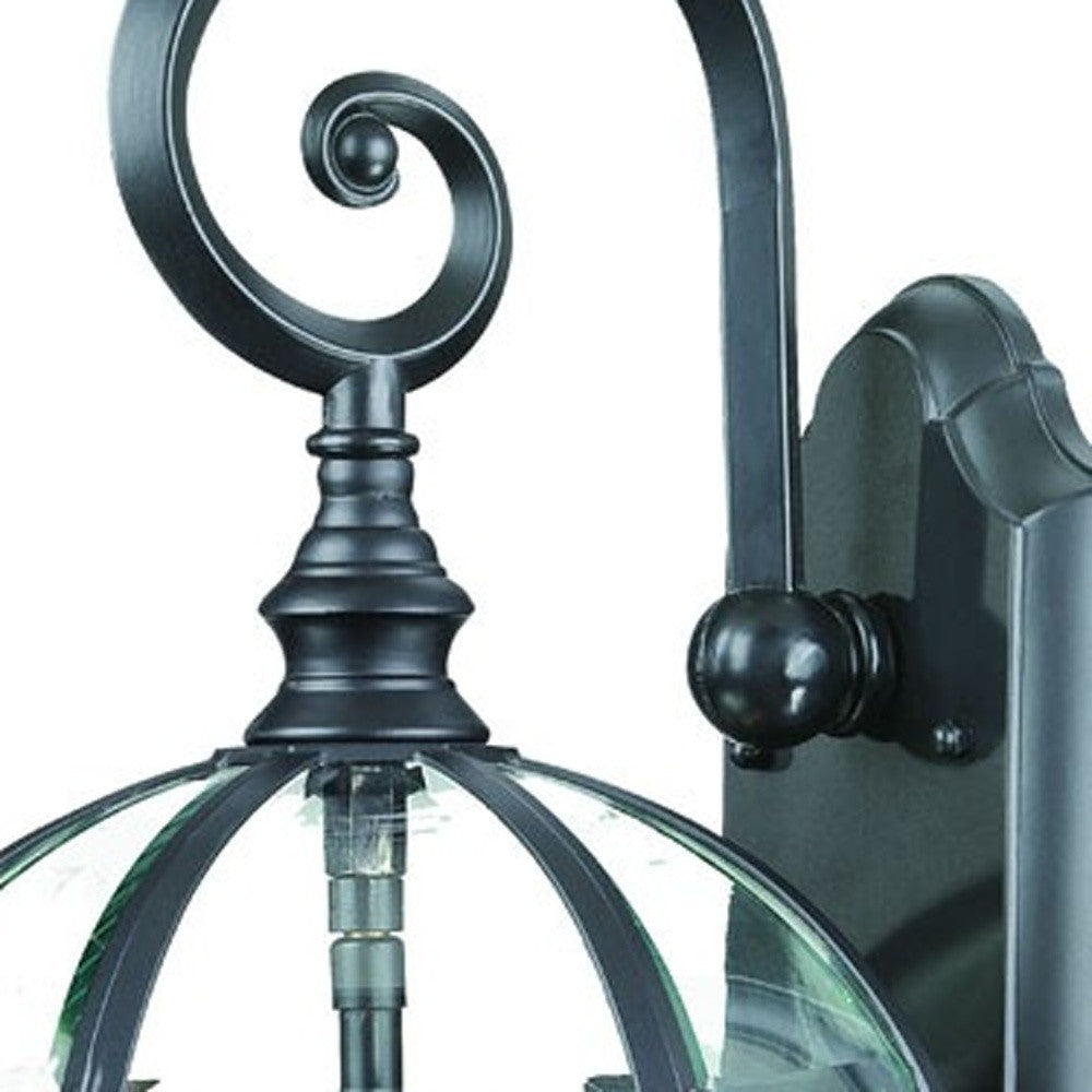 Three Light Matte Black Eastern Lantern Wall Light