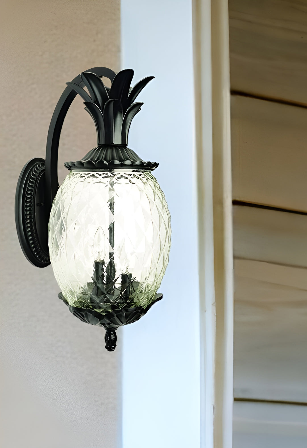 Matte Black Hanging Pineapple Wall Light