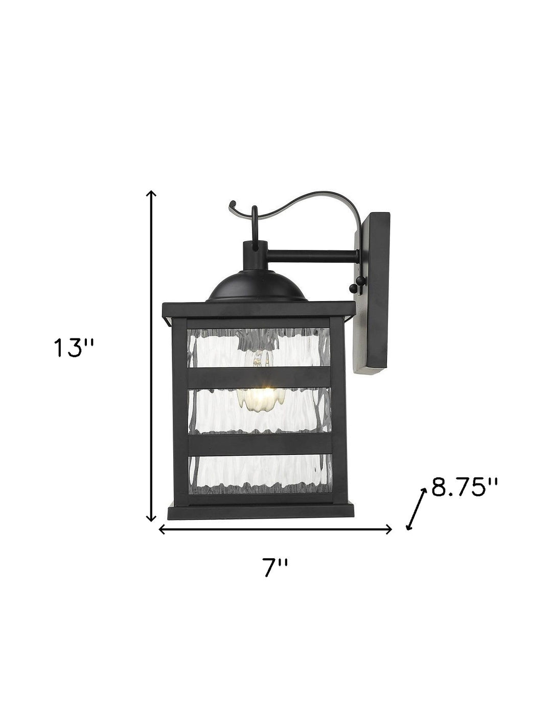 Glass panel Matte Black Outdoor Hanging Light