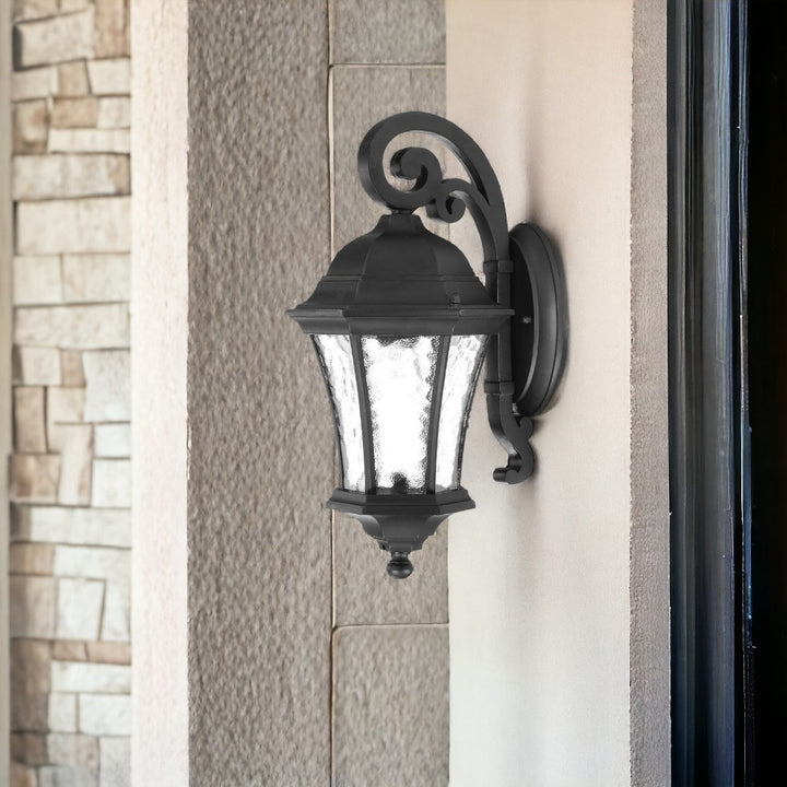 Matte Black Tapered Hanging Lantern Wall Light