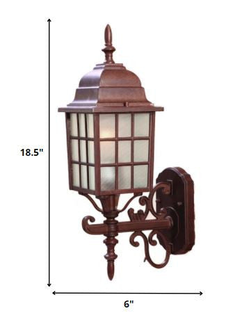 Dark Brown Window Pane Lantern Wall Sconce