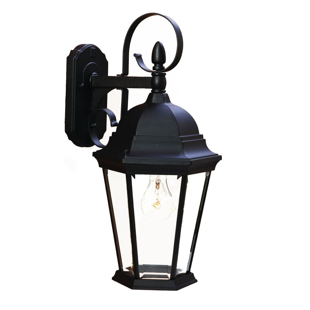 XL Matte Black Swing Arm Hanging Lantern Wall Light