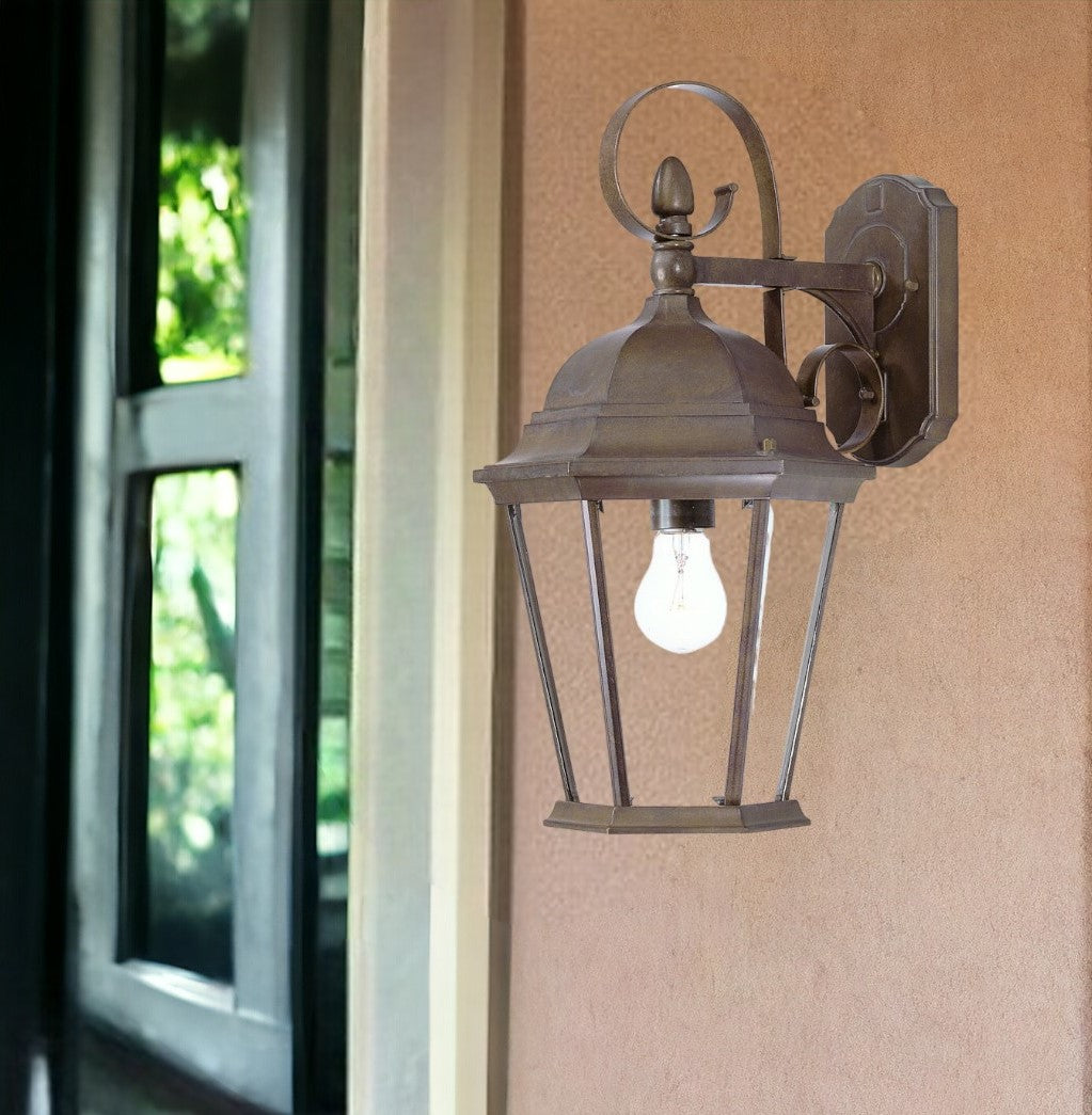 XL Dark Brown Swing Arm Hanging Lantern Wall Light