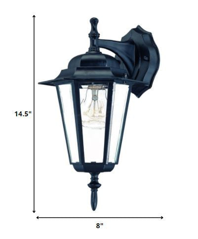 Matte Black Glass Hanging Lantern Wall Light