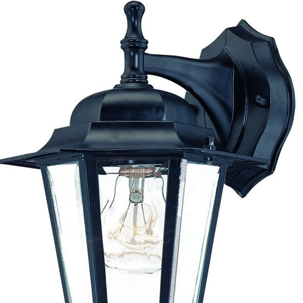 Matte Black Glass Hanging Lantern Wall Light