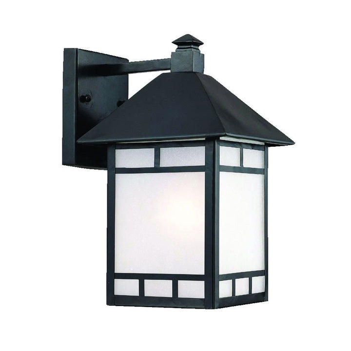 XL Matte Black Frosted Glass Lantern Wall Light