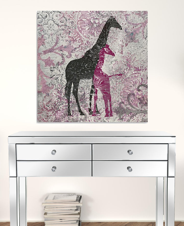 Exotic Pink Giraffes Unframed Print Wall Art