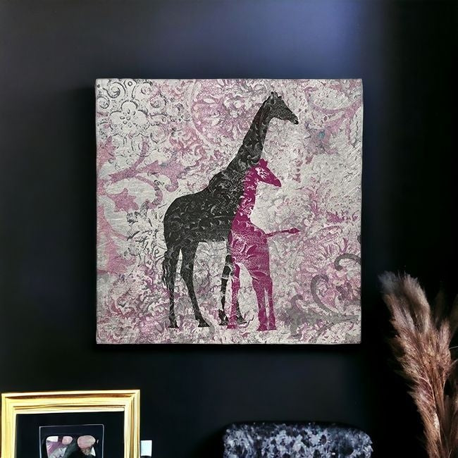 Exotic Pink Giraffes Unframed Print Wall Art