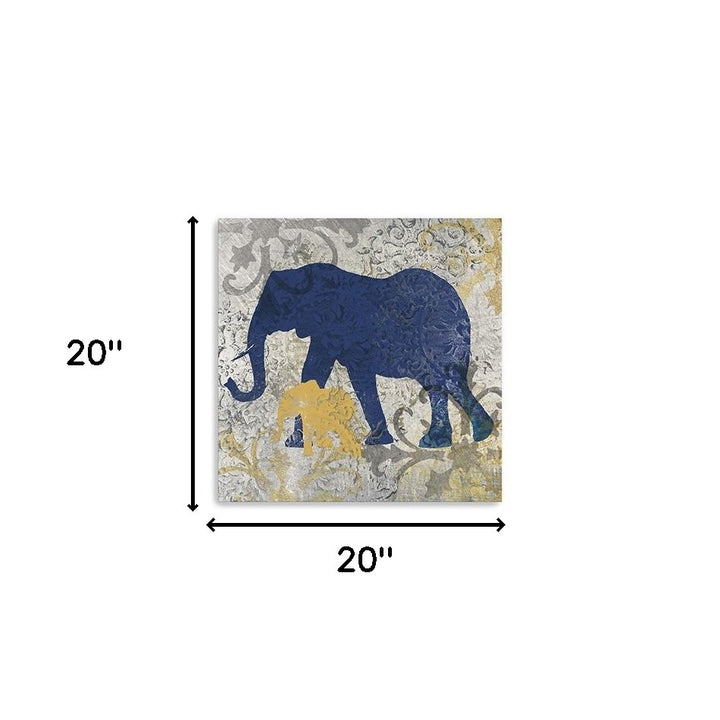 Exotic Blue And Gold Elephant Unframed Print Wall Art