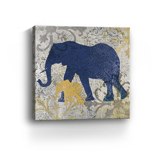 Exotic Blue And Gold Elephant Unframed Print Wall Art