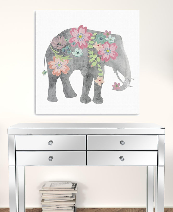 Floral Elephant Unframed Print Wall Art