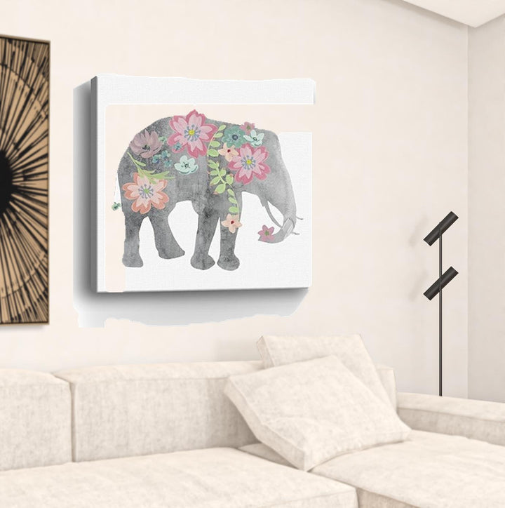 Floral Elephant Unframed Print Wall Art