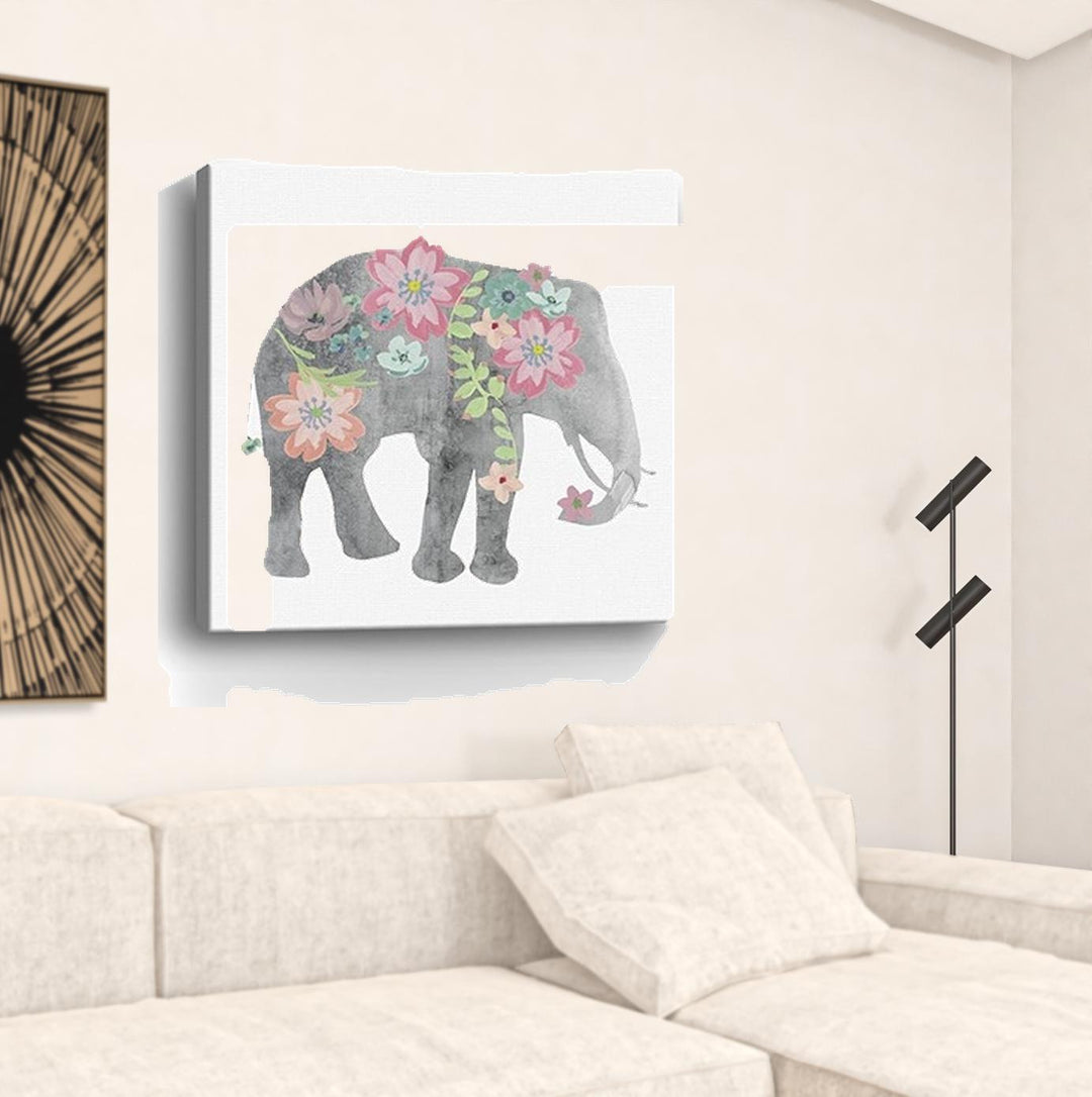 Floral Elephant Unframed Print Wall Art