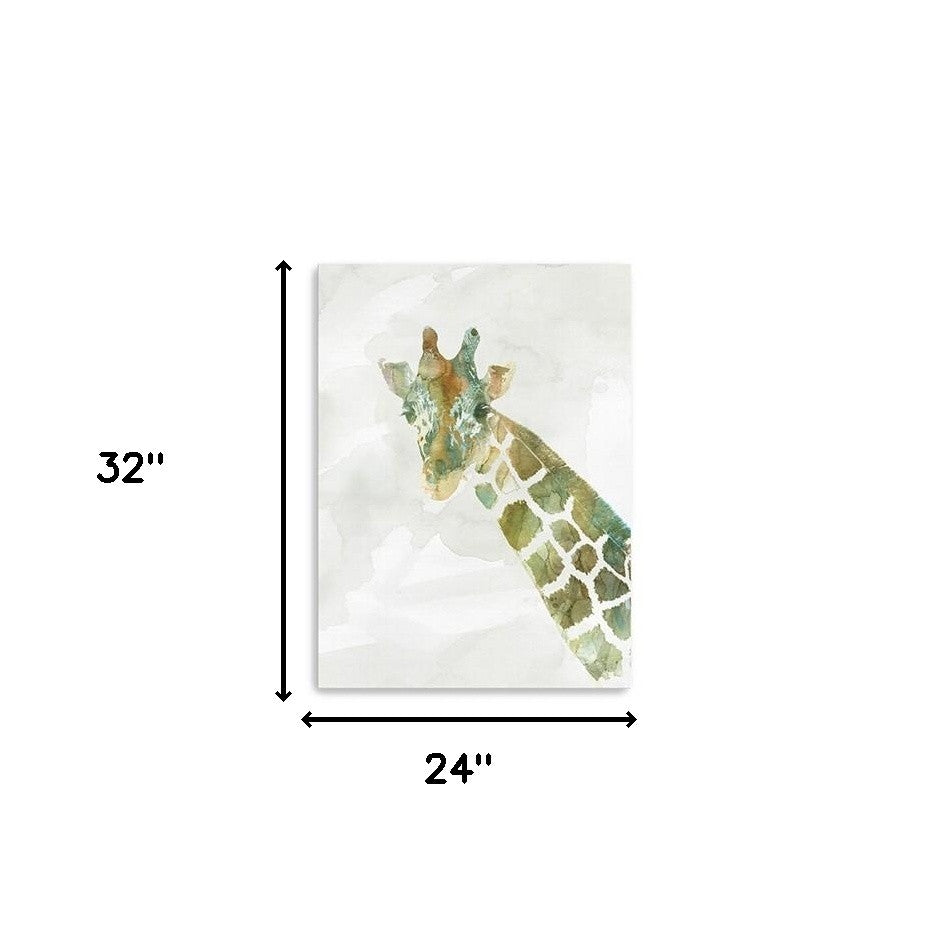 24" x 18" Abstract Marble Watercolor Giraffe Canvas Wall Art