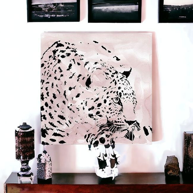 Pink Laying Leopard Unframed Print Wall Art