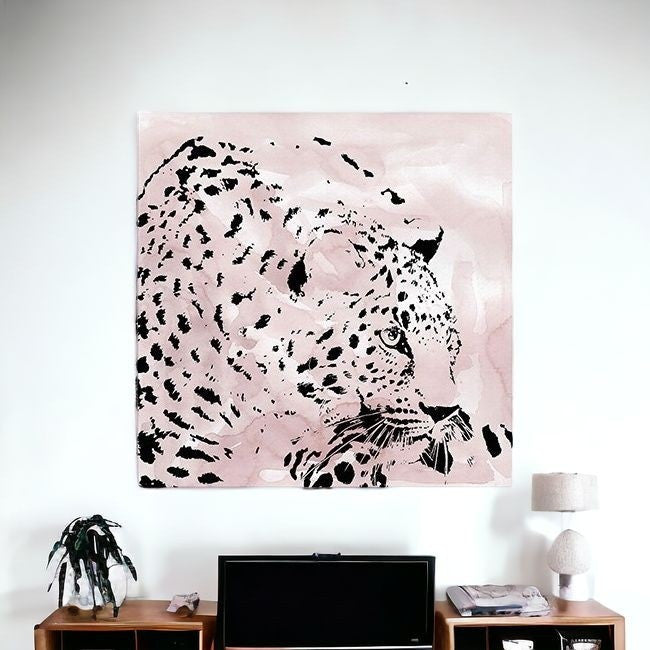 Pink Laying Leopard Unframed Print Wall Art