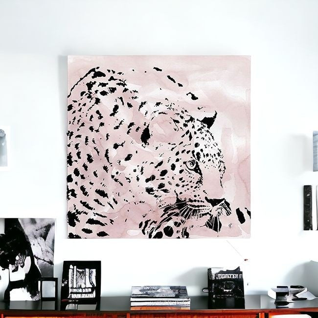 Pink Laying Leopard Unframed Print Wall Art