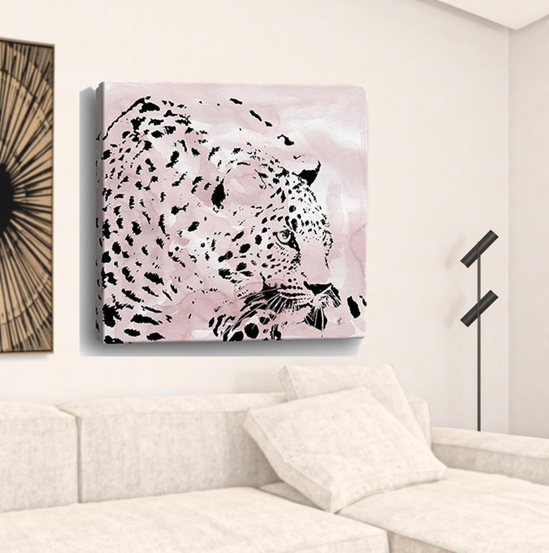 Pink Laying Leopard Unframed Print Wall Art