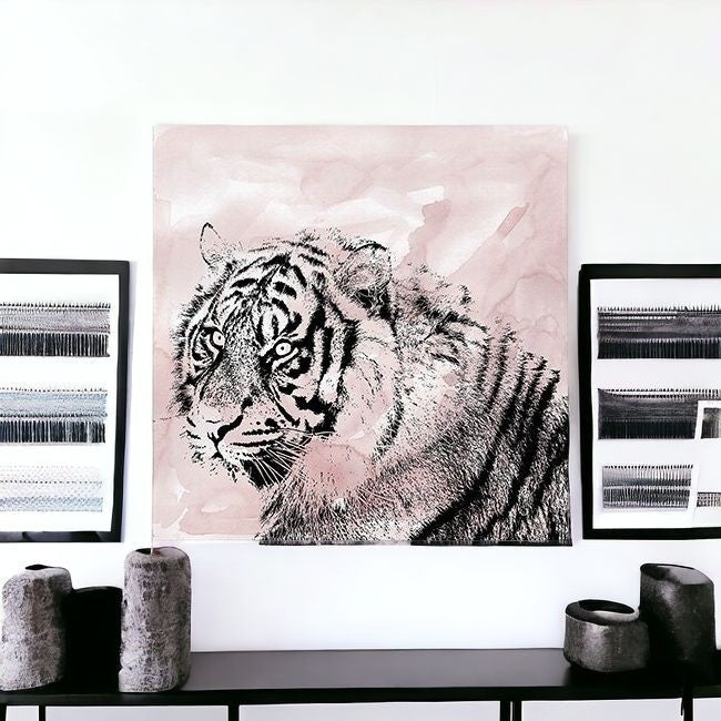 Pink Crouching Tiger Unframed Print Wall Art