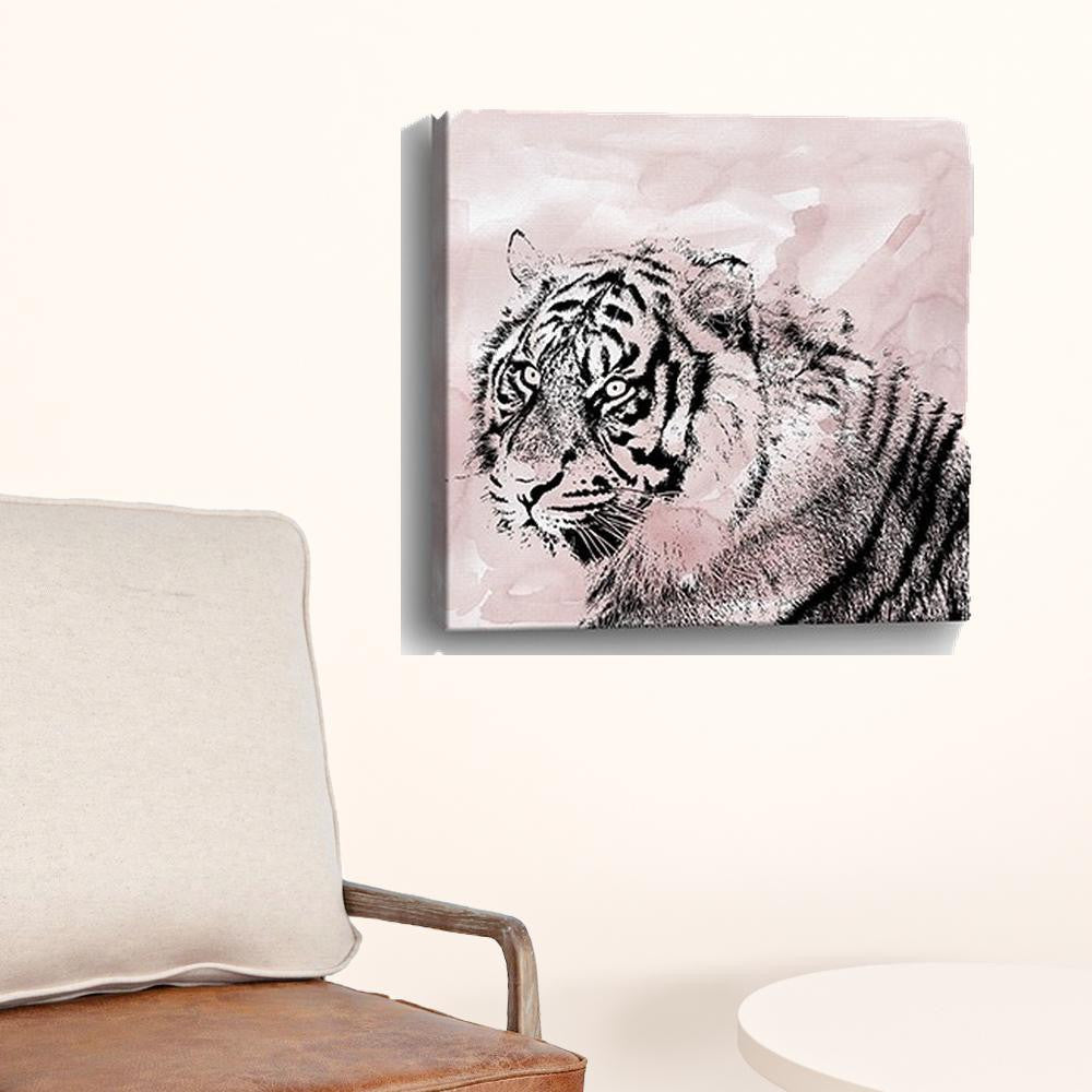 Pink Crouching Tiger Unframed Print Wall Art