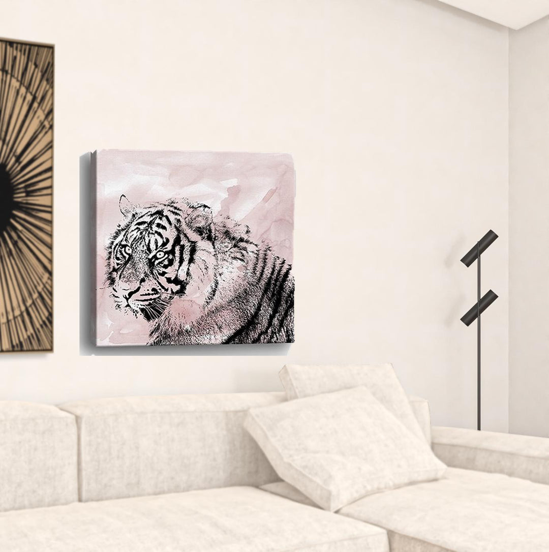 Pink Crouching Tiger Unframed Print Wall Art